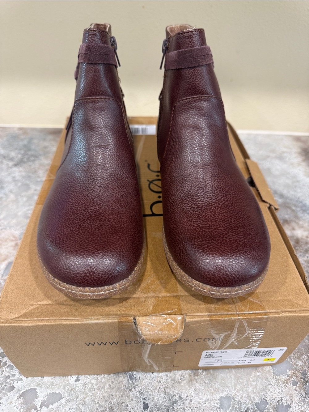 boc Women's Wine Pebbled Leather Ankle Booties